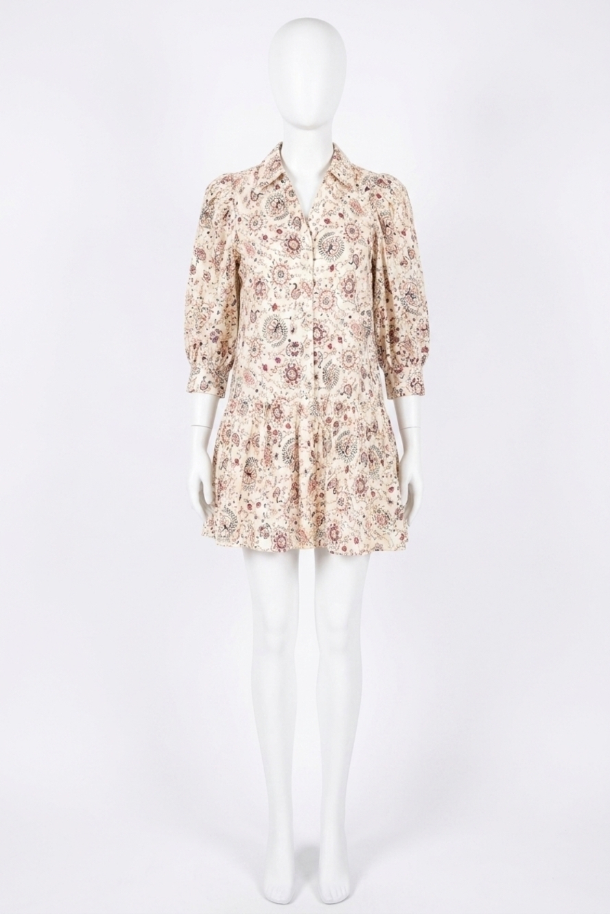 NEW PINCH print button down mini dress in cream